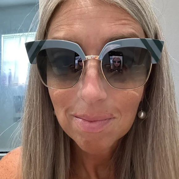 Fendi Blue and Green Striped Sunglasses - Picture 3 of 6